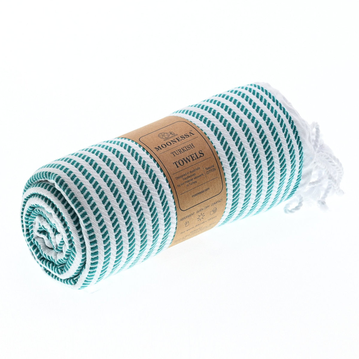 Perth Series Turkish Towel, Combed Cotton, Teal, 440g - Turkish Towel - MOONESSA Australia