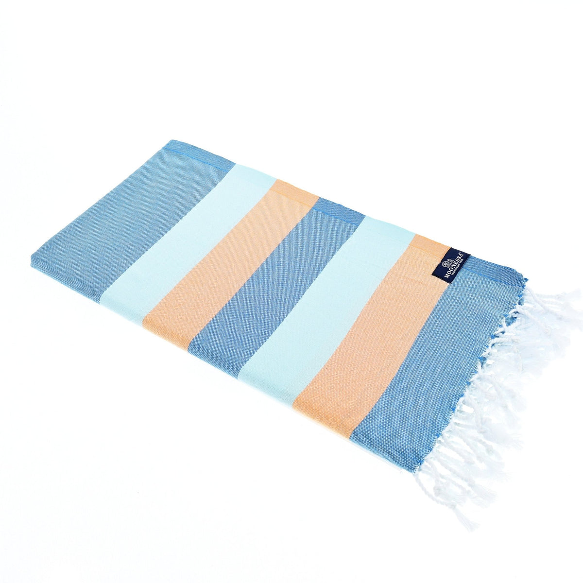 Swan River Series Turkish Towel, Combed Cotton, Denim - Orange - Sky, 340g - Turkish Towel - MOONESSA Australia