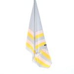 Swan River Series Turkish Towel, Combed Cotton, Grey - Yellow - Pink, 340g - Turkish Towel - MOONESSA Australia