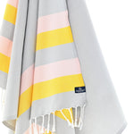 Swan River Series Turkish Towel, Combed Cotton, Grey - Yellow - Pink, 340g - Turkish Towel - MOONESSA Australia