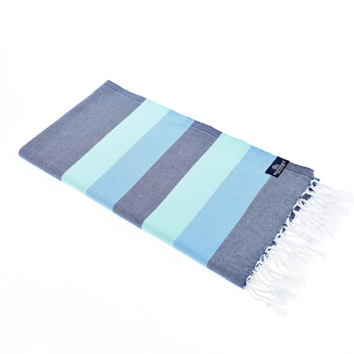 Swan River Series Turkish Towel, Combed Cotton, Navy - Mint - Sky, 340g - Turkish Towel - MOONESSA Australia