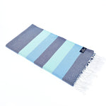 Swan River Series Turkish Towel, Combed Cotton, Navy - Mint - Sky, 340g - Turkish Towel - MOONESSA Australia