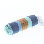 Swan River Series Turkish Towel, Combed Cotton, Navy - Mint - Sky, 340g - Turkish Towel - MOONESSA Australia
