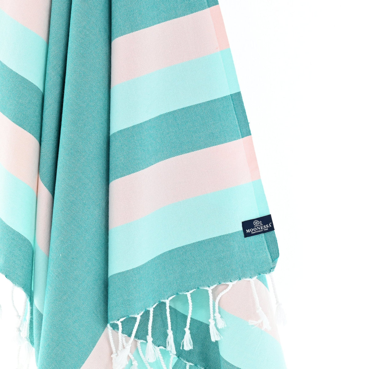 Swan River Series Turkish Towel, Combed Cotton, Teal - Mint - Candy, 340g - Turkish Towel - MOONESSA Australia
