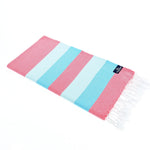Swan River Series Turkish Towel, Combed Cotton, Vermilion - Aqua - Blue, 340g - Turkish Towel - MOONESSA Australia