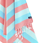 Swan River Series Turkish Towel, Combed Cotton, Vermilion - Aqua - Blue, 340g - Turkish Towel - MOONESSA Australia