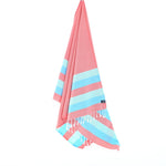 Swan River Series Turkish Towel, Combed Cotton, Vermilion - Aqua - Blue, 340g - Turkish Towel - MOONESSA Australia