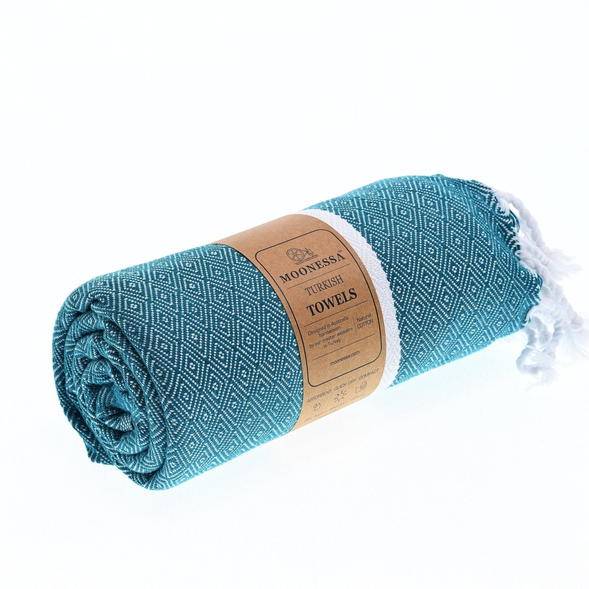 Sydney Series Turkish Towel, Combed Cotton, Teal, 410g - Turkish Towel - MOONESSA Australia